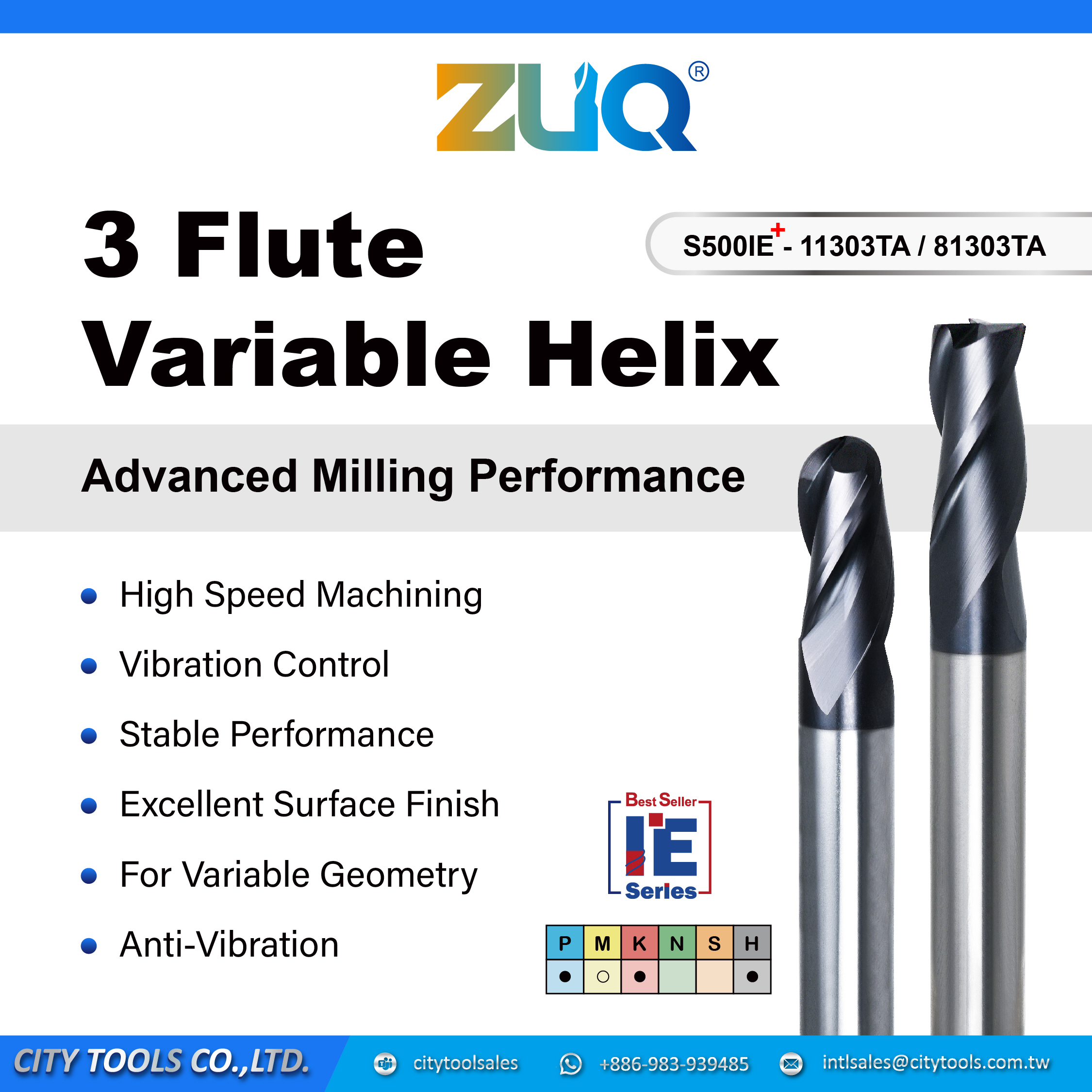 3 Flute Variable Helix End Mill